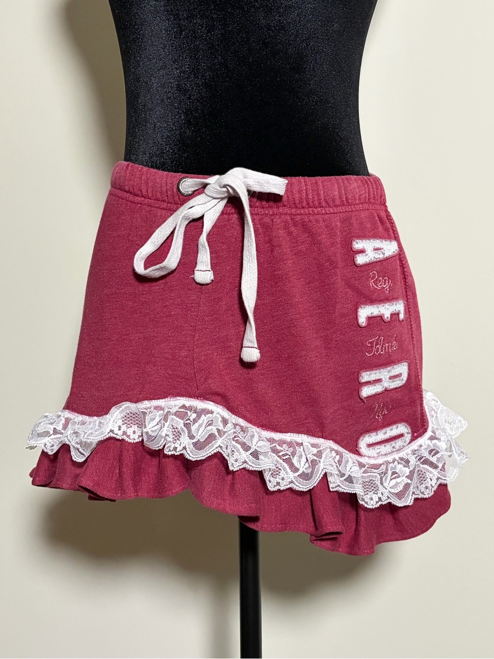 Upcycled Aeropostale Lace Ruffle Mini Skirt
